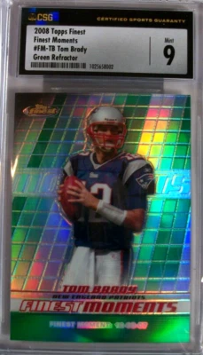 2008 TOPPS FINEST TOM BRADY GREEN REFRACTOR #FM-TB SSP 109/199 CSG MINT 9 RARE - Image 1 of 3