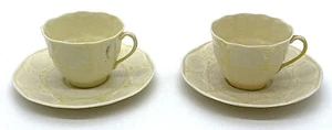 BELLEEK Tea Cups & Saucers NEW SHELL YELLOW 6th Stamp Ireland Great Condition - Picture 1 of 10