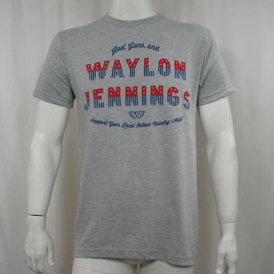Authentic WAYLON JENNINGS God Guns And Waylon Slim-Fit T-Shirt S-3XL NEW - Image 1 of 4