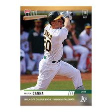 2019 Topps NOW Mark Canha #860 ~ Oakland Athletics ~ Walk Off Double!