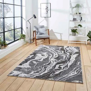 Large Modern living room Rugs Small Grey Rug Mettalic Abstrct Marble Carpet - Picture 1 of 8