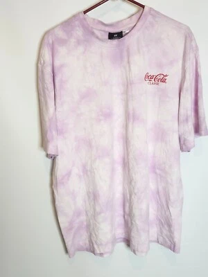 H&M X Coca Cola Pink White Tie Dye Graphic Tee Adult Size L - Image 1 of 4