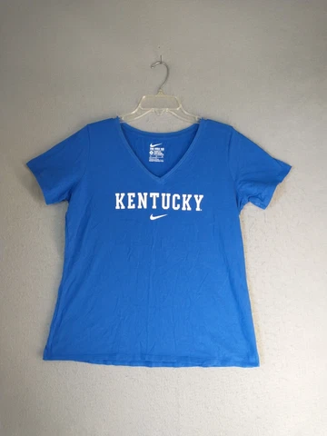 Kentucky Wildcats Womens Shirt XL Blue Nike Tee Short Sleeve V Neck Pullover Cover