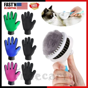 Pet Hair Remover Dog Cat Comb Grooming Massage Deshedding Cleaning Brush /Gloves - Picture 1 of 29