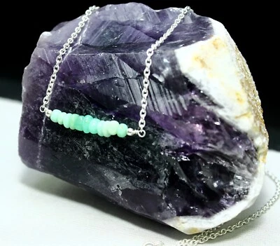 Collar hecho a mano de plata maciza 925 con piedras preciosas de crisoprasa natural joyería de regalo Foto 1 de 4