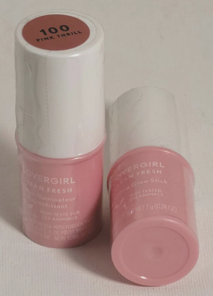 Covergirl Clean Fresh Cooling Glow Stick Rubor Rosa Emoción (100) Vegano Lote de 2 Foto 1 de 1