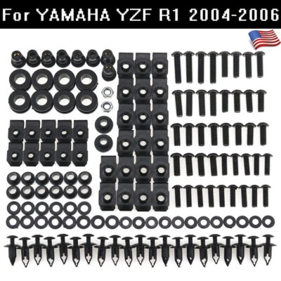 US For Yamaha YZF R1 2004-2006 Stainless Fairing Bolts Screws Kit Black Foto 1 de 4