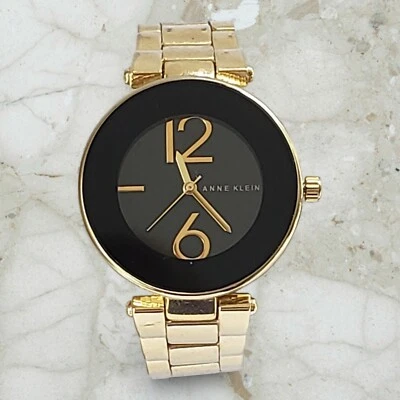 Anne Klein Gold Tone Black Dial Water Resistant 100 Feet Women's Watch AK/1074 - Image 1 of 4