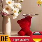 Roses Bear Storage Tray Key Candy Storage Ornament for Home Decor (Red)