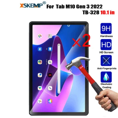 2X Lenovo Tab M10 3rd Gen TB-328FU 2022 10.1 Screen Protector Tempered Glass New - Image 1 of 4