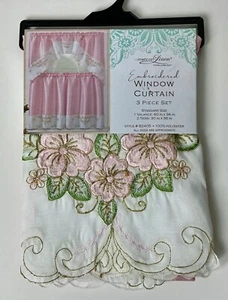 EMBROIDERED 3PC WINDOW KITCHEN CURTAIN - Picture 1 of 3
