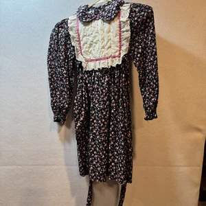 Vintage Polly Flinders PRAIRIE blau winzig Blumen KLEID Mädchen Gr. 7 gesmokt - Bild 1 von 12