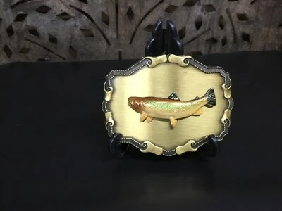 1978 Радужная форель рыбы ремень пряжка Raintree... [B30-02] - Изображение 1 из 4