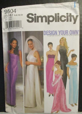 Simplicity Pattern 9504 Misses Formal Evening Dress Bridal Gown Sz 6-8-10-12 New - Image 1 of 4