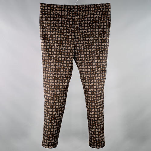 Pantaloni eleganti ALEXANDER MCQUEEN taglia 34 nero rosso giallo paisley lana seta