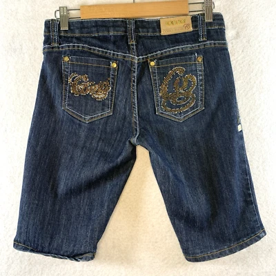 Vintage Coogi Women Y2K Bermuda Jean Shorts Sz 5/6 Streetwear Bling Logo Hip Hop - Image 1 of 4