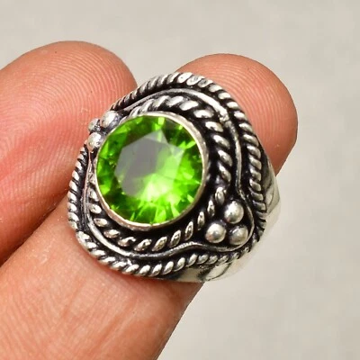 peridot  Gemstone Handmade 925 Sterling Silver Jewelry Ring Size 7 - Image 1 of 4