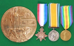 WW1 Medals Trio & Memorial Plaque ROBSON 11th Bn Northumberland Fusiliers - Picture 1 of 16