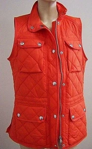 NEW $175 LADIES LAUREN RALPH LAUREN DIAMOND QUILTED ORANGE NYLON VEST size M - Picture 1 of 12