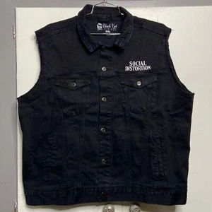 Black Kat Vintage Social Distortion Denim Trucker Weste 2XL schwarz 40 Jahre - Bild 1 von 7