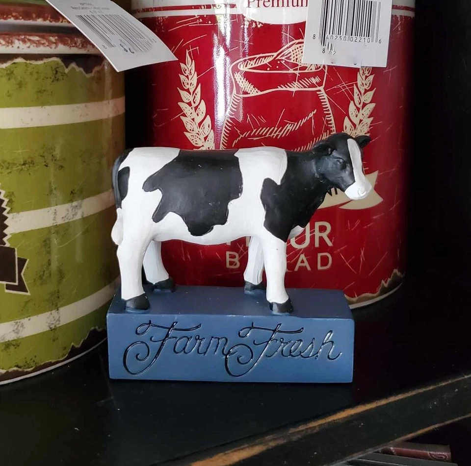 Цветок ведро корова фигурка фермы свежая смола знак страны фермерский дом декор - Изображение 1 из 1