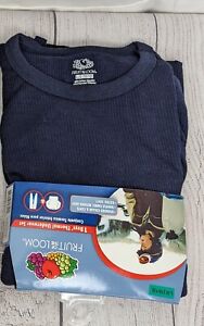 Fruit Of The Loom Boys Thermal Navy Blue-Set Size Set 2 Piece (10-12) L -New