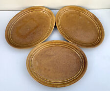 SET (3) Vintage Monmouth ILL USA 12" Oval Plates Ovenproof Brown Stoneware