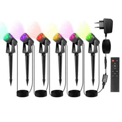 Gartenstrahler Beleuchtung mit Erdspieß 6er Set Leuchte Garten Außen RGB - Bild 1 von 4
