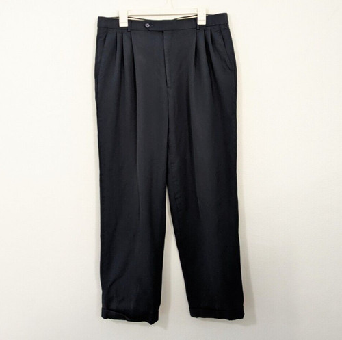 Pantalone pantalone vintage Givenchy Monsieur plissettato davanti blu ardesia grigio taglia 36R