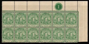 1893 COGH SG58 ½d Green in Block of 12 LMM in margin Couple of Gum Creases(1042) - Picture 1 of 3