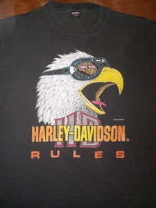 Camiseta De Colección "Harley Davidson Rules" FunWear XL Algodón Hecha en EE. UU. - Imagen 1 de 6