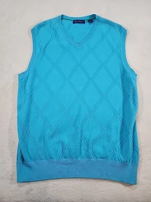Alan Flusser Blue Chevron Knit Sweater Vest M - Image 1 of 4