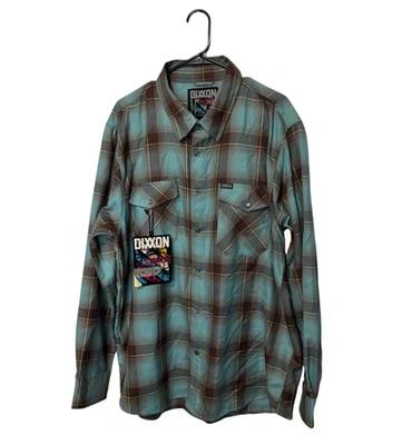 Dixxon Flannel Co Shirt Mens 2XL Brown Blue Plaid 13th Street Pearl Snap NWT - Image 1 of 4