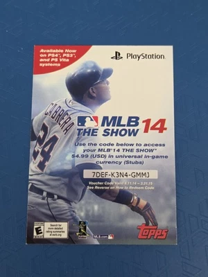 Tarjeta de juego 2014 Topps MLB The Show PS Miguel Cabrera tarjeta de béisbol S2 Foto 1 de 2
