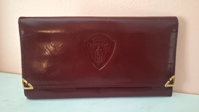 GUCCI RARO Billetera Larga Placa Cuadrada Esmalte Cuero Rojo Auténtico Hecho en Italia Foto 1 de 4