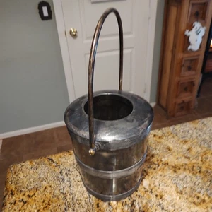 Vintage Ice Bucket With Handle Lid and Glass Inner Liner - Picture 1 of 12