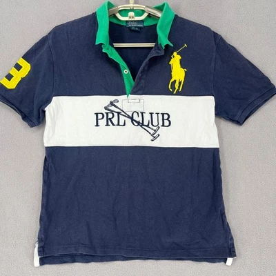 Ralph Lauren Shirt Boys Large 14 16 Blue Yellow Green Polo Big Pony Button Kids - Image 1 of 4