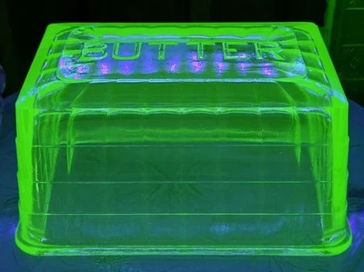 Anchor Hocking Green Uranium Depression Glass Lid Only Block Optic c.1930s VTG - Image 1 of 4