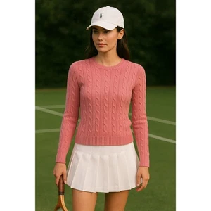 Vintage GAP Y2K Angora Hair Preppy Cable Knit Crewneck Pullover Tennis Sweater - Picture 1 of 7