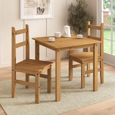Corona Dining Set 2 Seater Rio Solid Mexican Pine Wood Dining Table 2 Chairs - Image 1 of 4