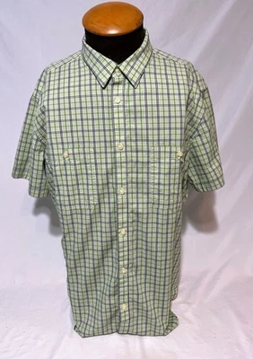 J Ferrar Men’s (XL 17-17 1/2) Slim Fit Button Up Shirt Green Plaid 100% Cotton - Image 1 of 4