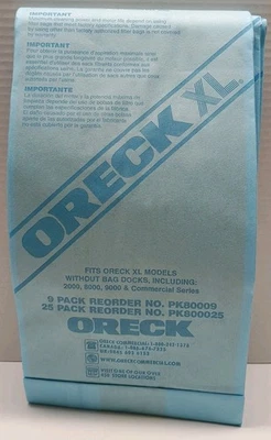 Oreck XL Vacuum Cleaner Bags (5) - Fits 2000, 8000, 9000, And Commercial Series - Image 1 of 3