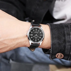 Relojes informales de negocios de lujo con correa de cuero para hombre de moda - Imagen 1 de 6