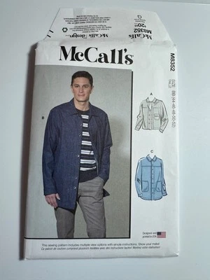 Men's Jacket Sewing Pattern~Loose Fit Comfort~Pockets (Sizes 44-52) McCalls 8352 - Image 1 of 3