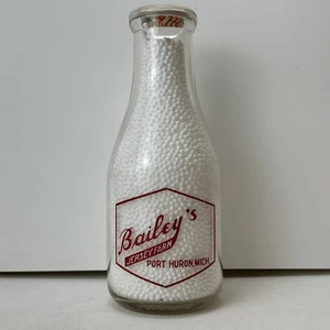 Quart Pyro Milchflasche Molkerei Bailey’s Jersey Farm PORT HURON MICHIGAN MICH MI - Bild 1 von 13