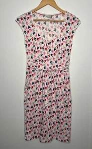 Vestido Jersey Boden Margot Cuello Redondo Talla 4R Estampado Golondrina Pájaro Manga Gorra - Imagen 1 de 9