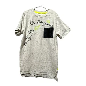 Kind Is Cool Boys Youth Large Paper Airplane Graphic Shirt Textured With Pocket - Picture 1 of 9