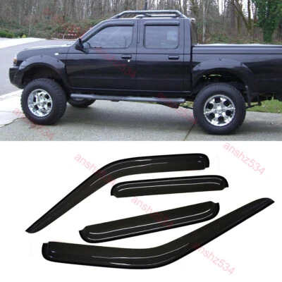 Fit 00-04 Nissan Frontier Crew Cab JDM Sun/Rain Guard Vent Shade Window Visors - Image 1 of 4