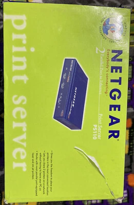 Netgear PS110 10/100 PARALLEL 2-PORT PRINT SERVER ULAT-13 Printer Sharing - Image 1 of 4