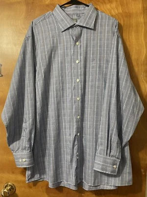 Michael Kors Mens Dress Shirt Long Sleeve Big Fit Size 18 34/35 Blue Plaid - Image 1 of 3
